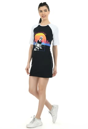 Hero Official Hero Girl Women Colour blocked T-Shirt Dress with chest print