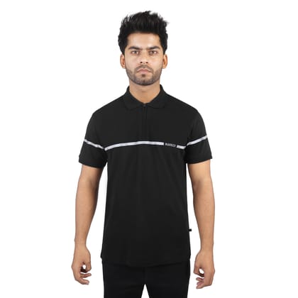 Men's Zip-Up Tech Polo T-Shirt With Reflective Print