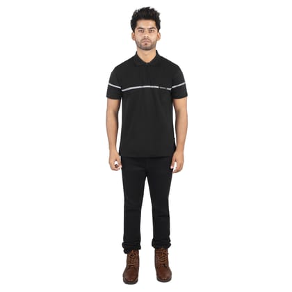 Men's Zip-Up Tech Polo T-Shirt With Reflective Print