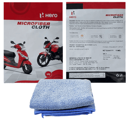 Hero Microfiber Cloth 41x41 cms | Super Absorbent | Powerful Cleaning Action | Scratch Free | Washable & Reusable Perfect for Bikes & Cars