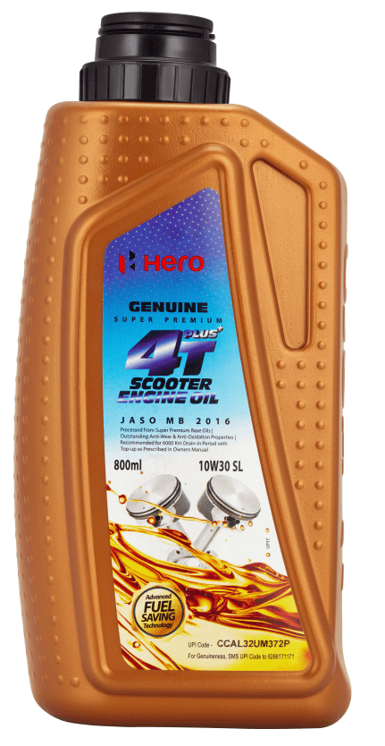 Hero Genuine 4T Plus 10W-30 Synthetic Engine Oil for Scooters - Destini | XOOM | Pleasure - (800 ml) API SL & JASO MB Certified | Advanced Fuel Saving Technology - SPDSCOT01SS