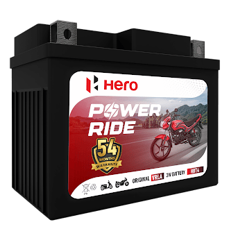 Hero - Power Ride HBT4 Two Wheeler Battery | Low Maintenance | Highest Cranking Power | Easy Warranty Claim Settlement | 54 Months Warranty* - Highest In Industry ( *T&C Applied)